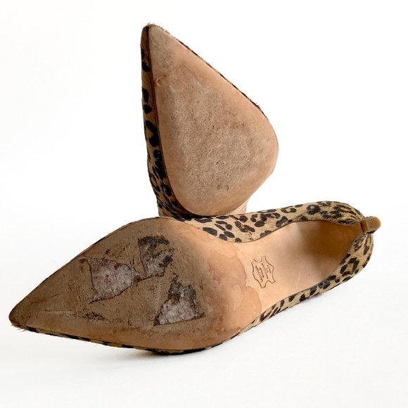 Leopard Print Mohair Pointed Toe High Heels, Pumps - Picture 5 of 7